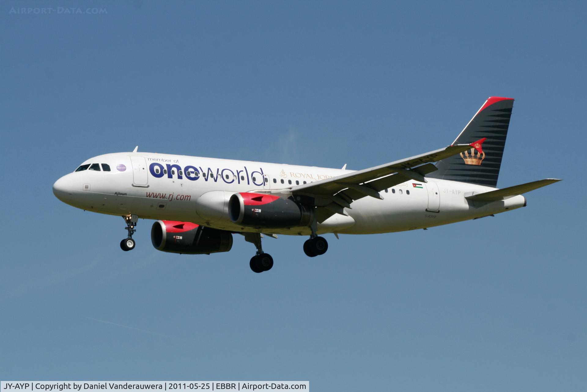 JY-AYP, 2009 Airbus A319-132 C/N 3832, Arrival of flight RJ105 to RWY 25L