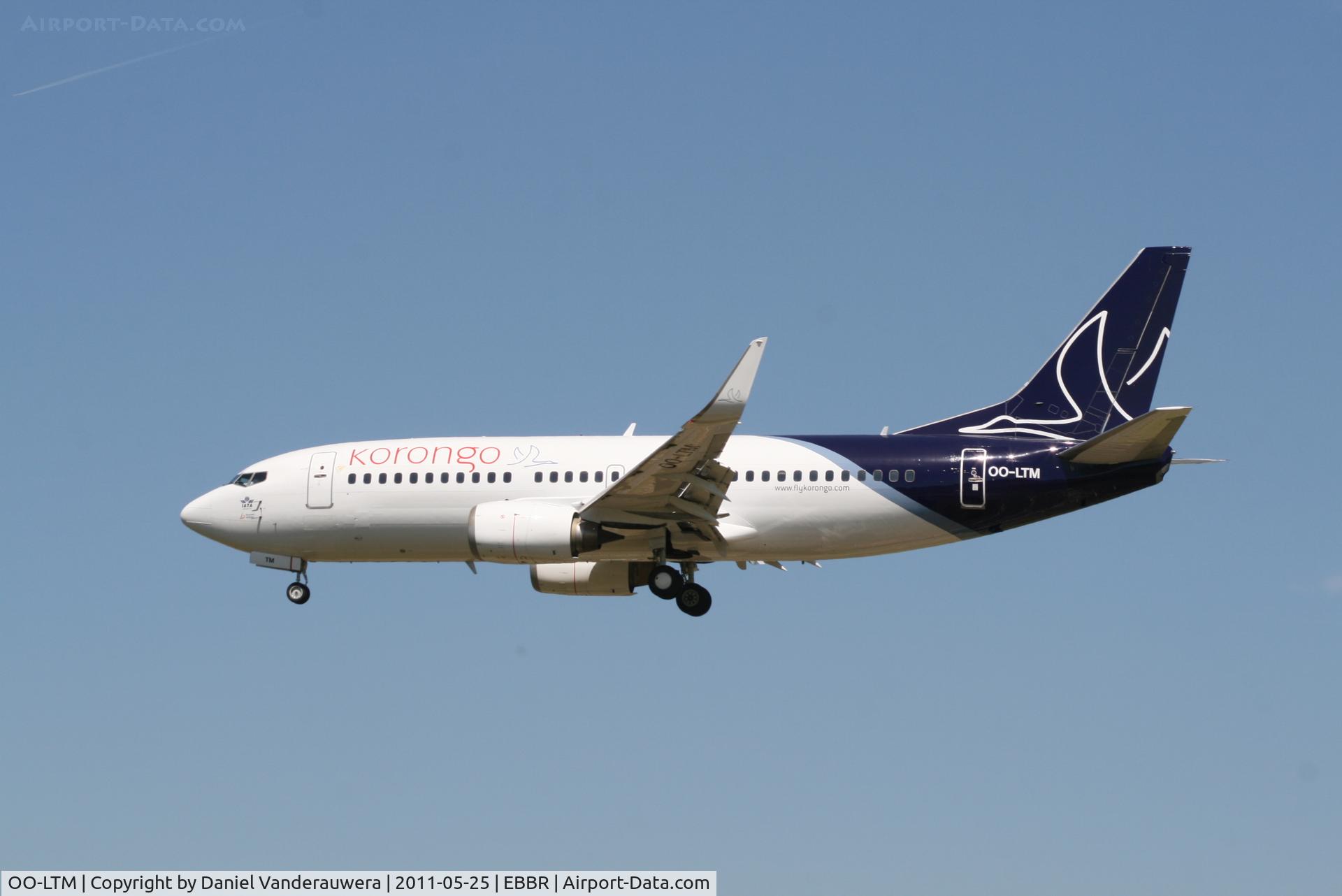 OO-LTM, 1991 Boeing 737-3M8 C/N 25070, Arrival of flight SN3634 to RWY 25L
