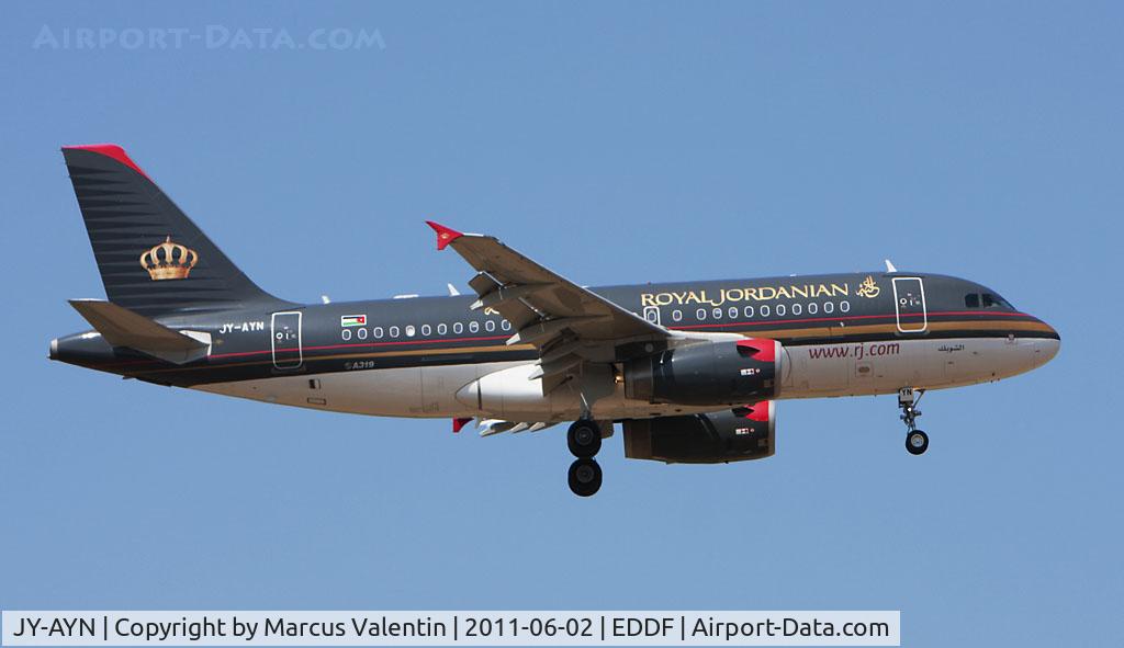 JY-AYN, 2009 Airbus A319-132 C/N 3803, Landing in FRA