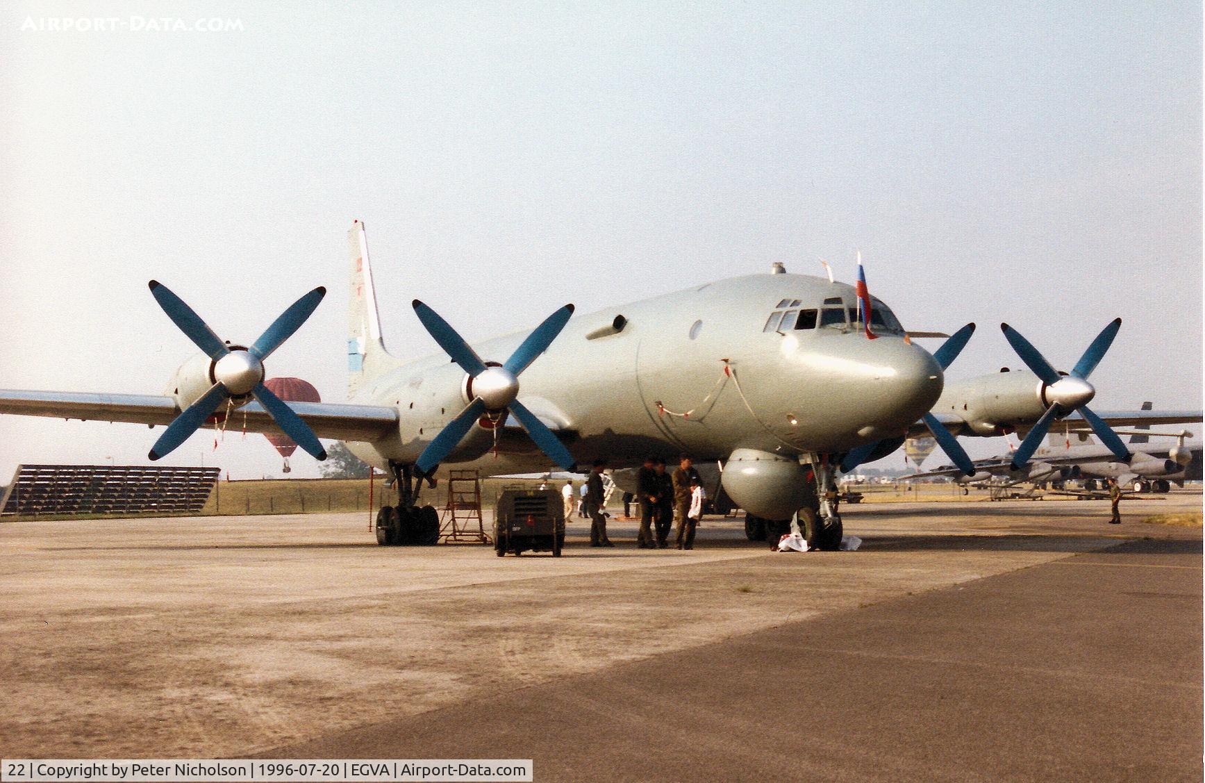 22, Ilyushin Il-38 C/N 11006, Russian Navy Il-38 May on display at the 1996 Royal Intnl Air Tattoo at RAF Fairford.