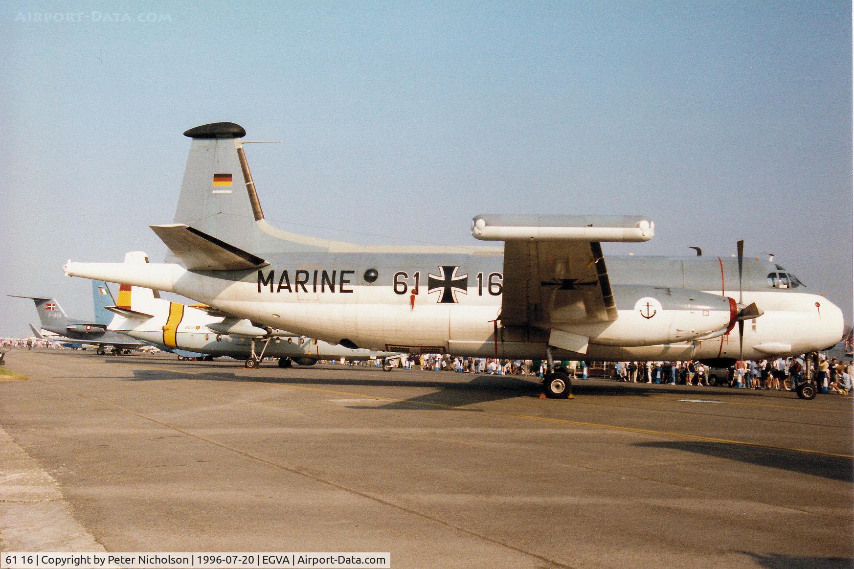 61 16, Breguet 1150 Atlantic C/N 32, Atlantic of Germany's Kreigsmarine MFG-3 on display at the 1996 Royal Intnl Air Tattoo at RAF Fairford.