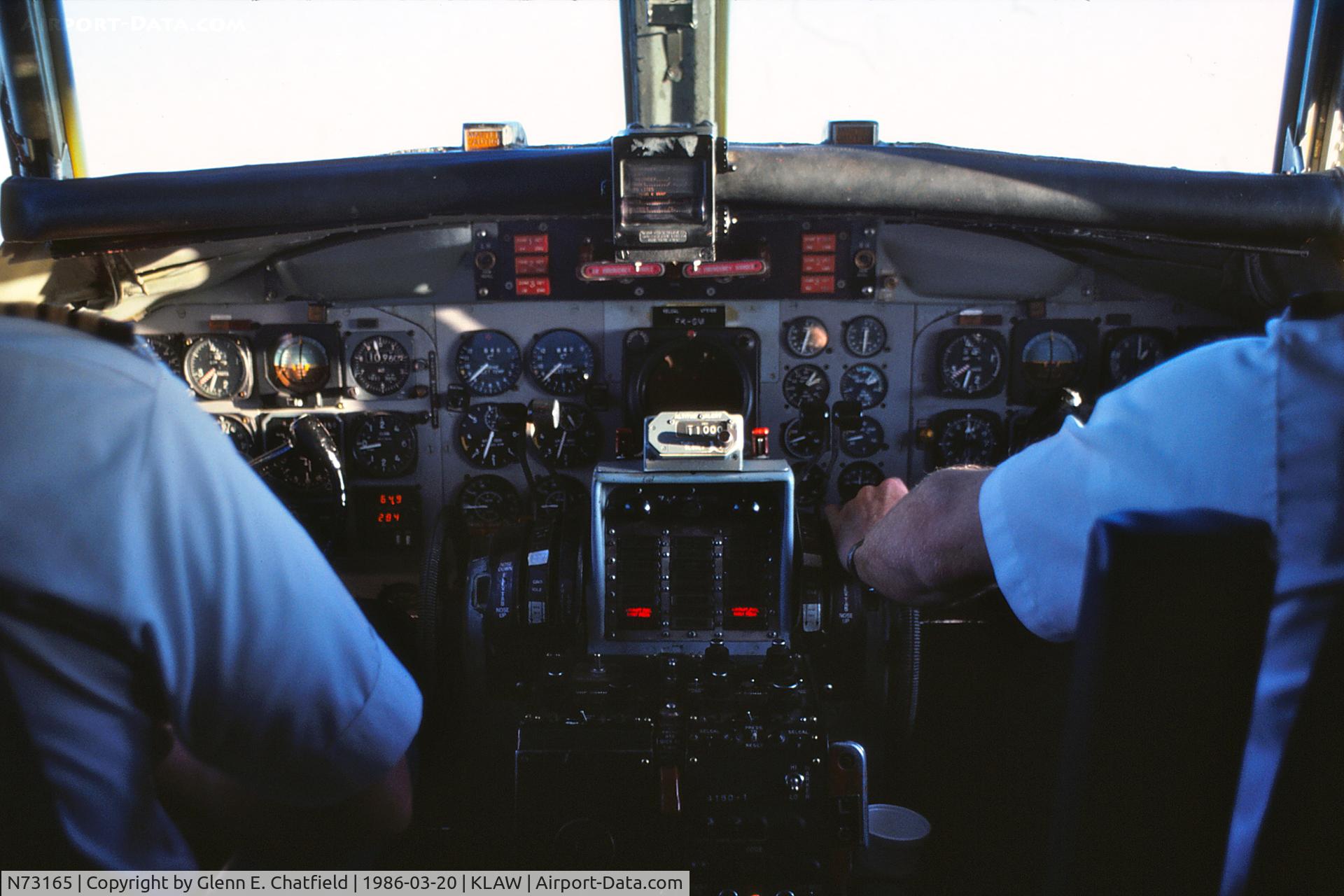 N73165, 1956 Convair 440 Metropolitan C/N 368, Instrument panel seen from jump seat attached to cockpit door.  Flying from LAW to DFW enroute to ORD after completed FAA supervisor's course.  AA3808, Convair 580.