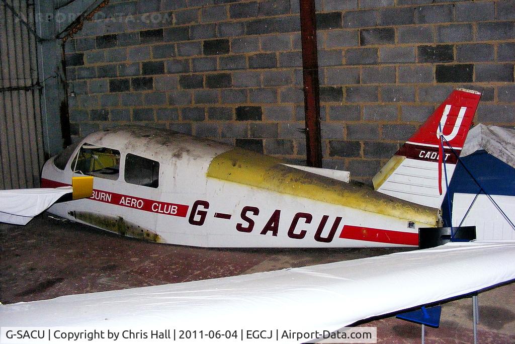 G-SACU, 1988 Piper PA-28-161 Cadet C/N 2841049, stored at Sherburn since its accident on 29th June 1996