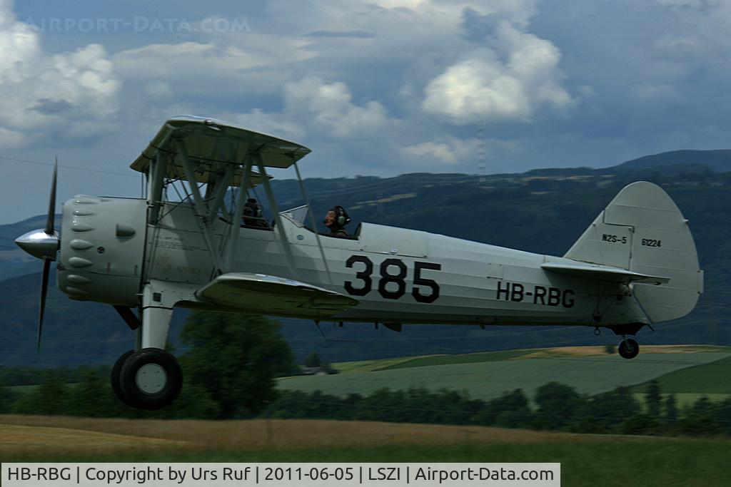 HB-RBG, 1940 Boeing PT-13D Kaydet (E75) C/N 75-5346, short visit at Schupfart-Airfield