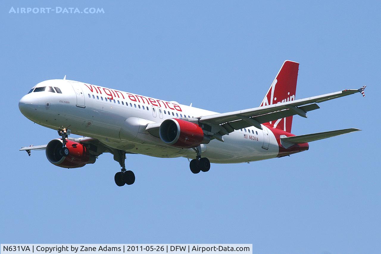 N631VA, 2007 Airbus A320-214 C/N 3135, Landing at DFW Airport.