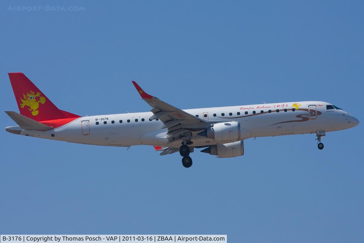 B-3176, 2011 Embraer 190LR (ERJ-190-100LR) C/N 19000406, Tianjin Airlines