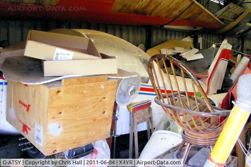 G-ATSY, 1966 Wassmer WA-41 Baladou C/N 117, buried in the corner of the McLeans Aviation hangar, Rufford