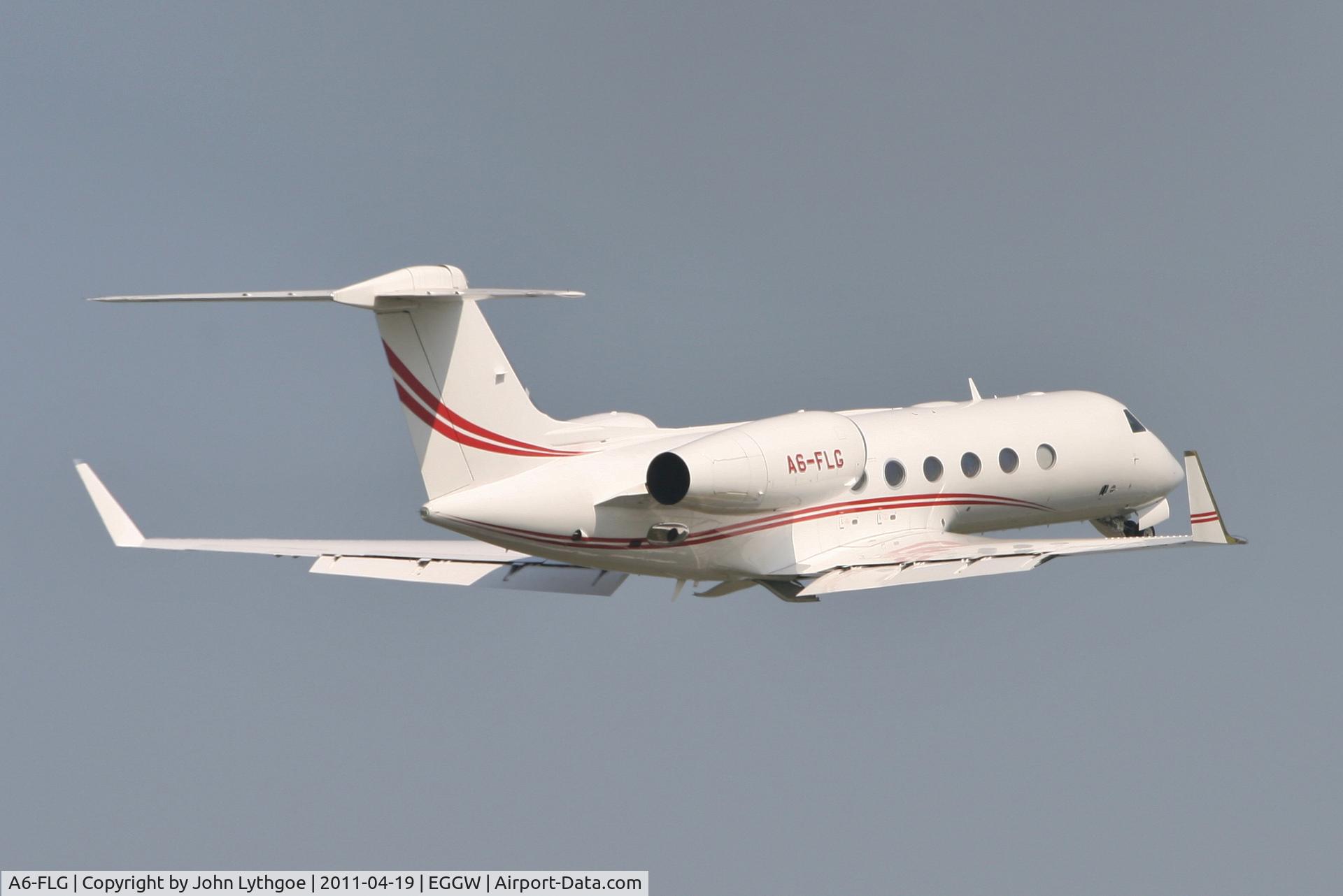 A6-FLG, 2007 Gulfstream Aerospace GIV-X (G450) C/N 4106, 08 departure from London Luton.EGGW.