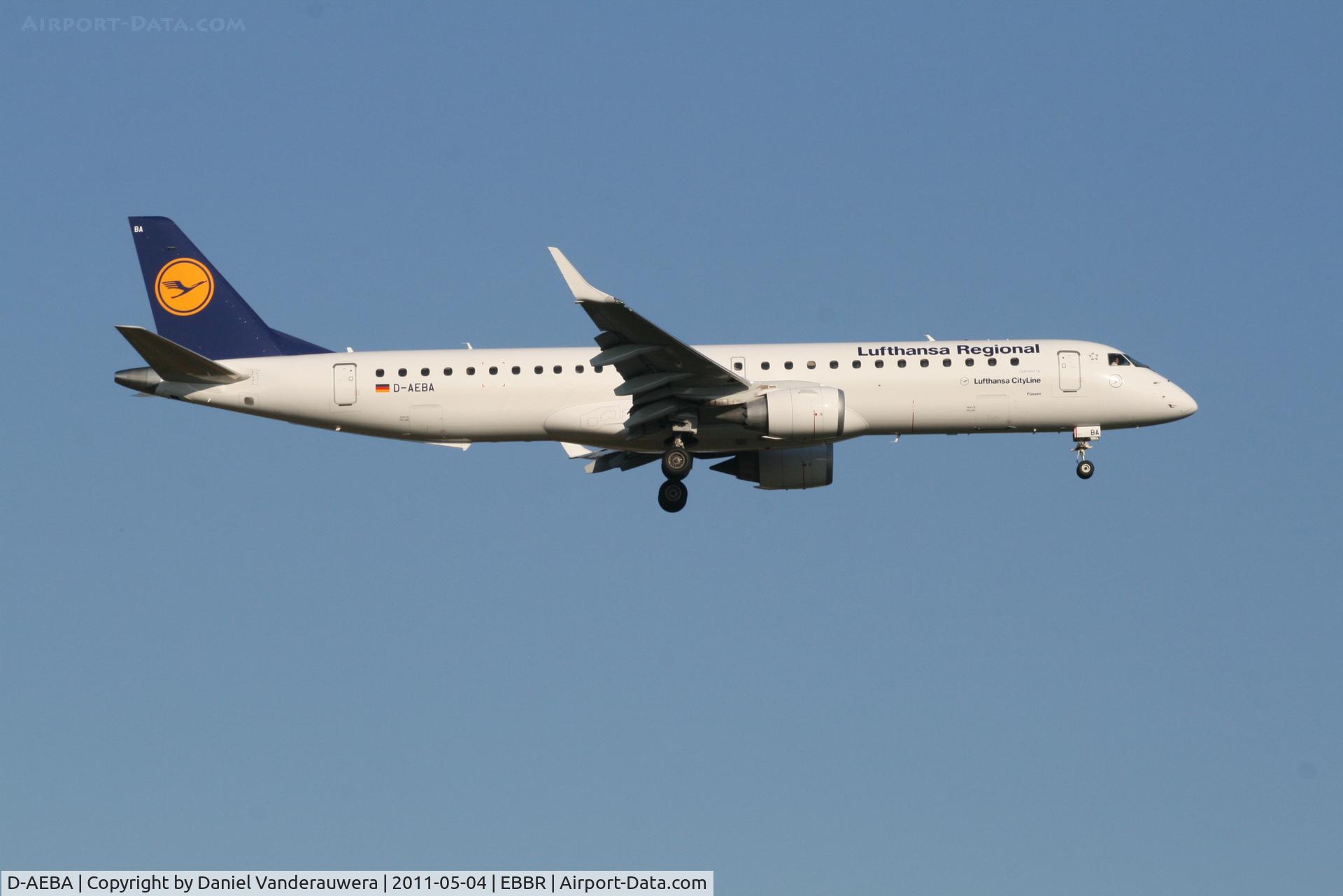 D-AEBA, 2009 Embraer 195LR (ERJ-190-200LR) C/N 19000314, Flight LH2282 is descending to RWY 02