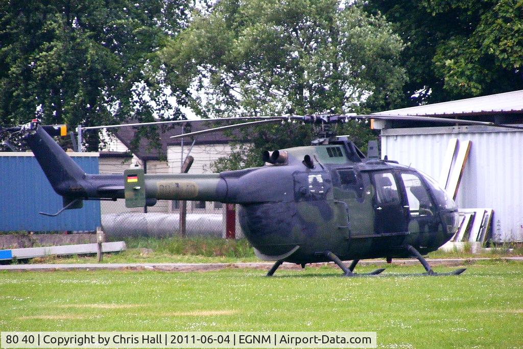 80 40, MBB Bo.105M C/N 5040, Bolkow 105 at Leeds Coney Park heliport