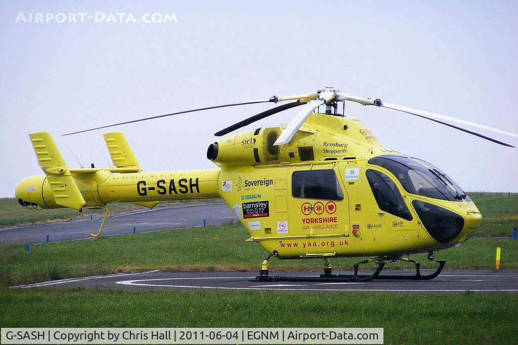 G-SASH, 2000 McDonnell Douglas MD-900 Explorer C/N 900-00080, Yorkshire Air Ambulance back at Leeds-Bradford Airport for the night, It operates from Bagby Airfield in daylight hours