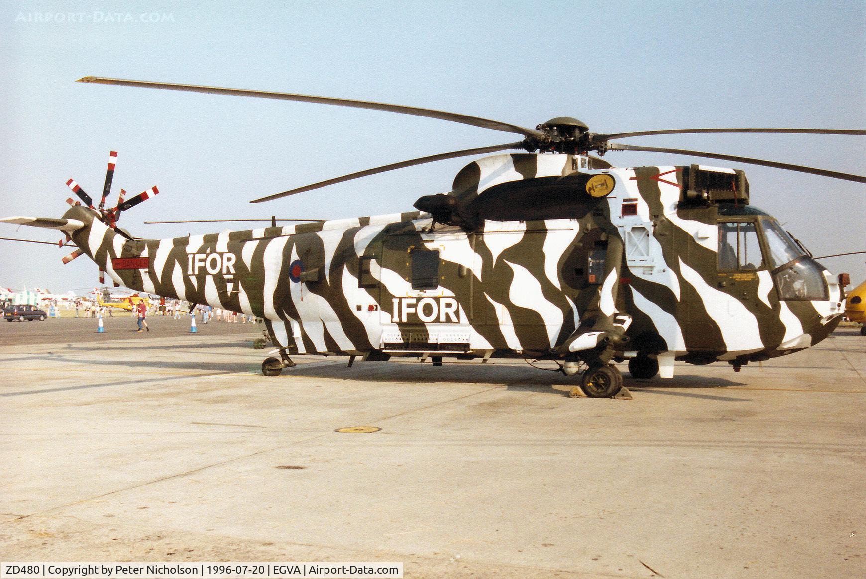 ZD480, 1984 Westland Sea King HC.4 C/N WA935, Sea King HC.4 of 845 Squadron at RNAS Yeovilton on display at the 1996 Royal Intnl Air Tattoo at RAF Fairford.