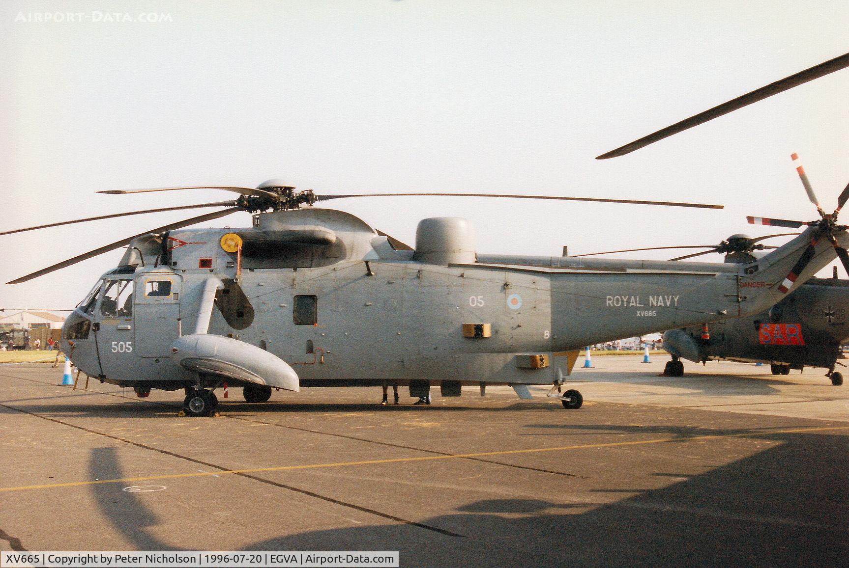 XV665, 1970 Westland Sea King HAS.6 C/N WA653, Sea King HAS.6 of 810 Squadron at RNAS Culdrose on display at the 1996 Royal Intnl Air Tattoo at RAF Fairford.