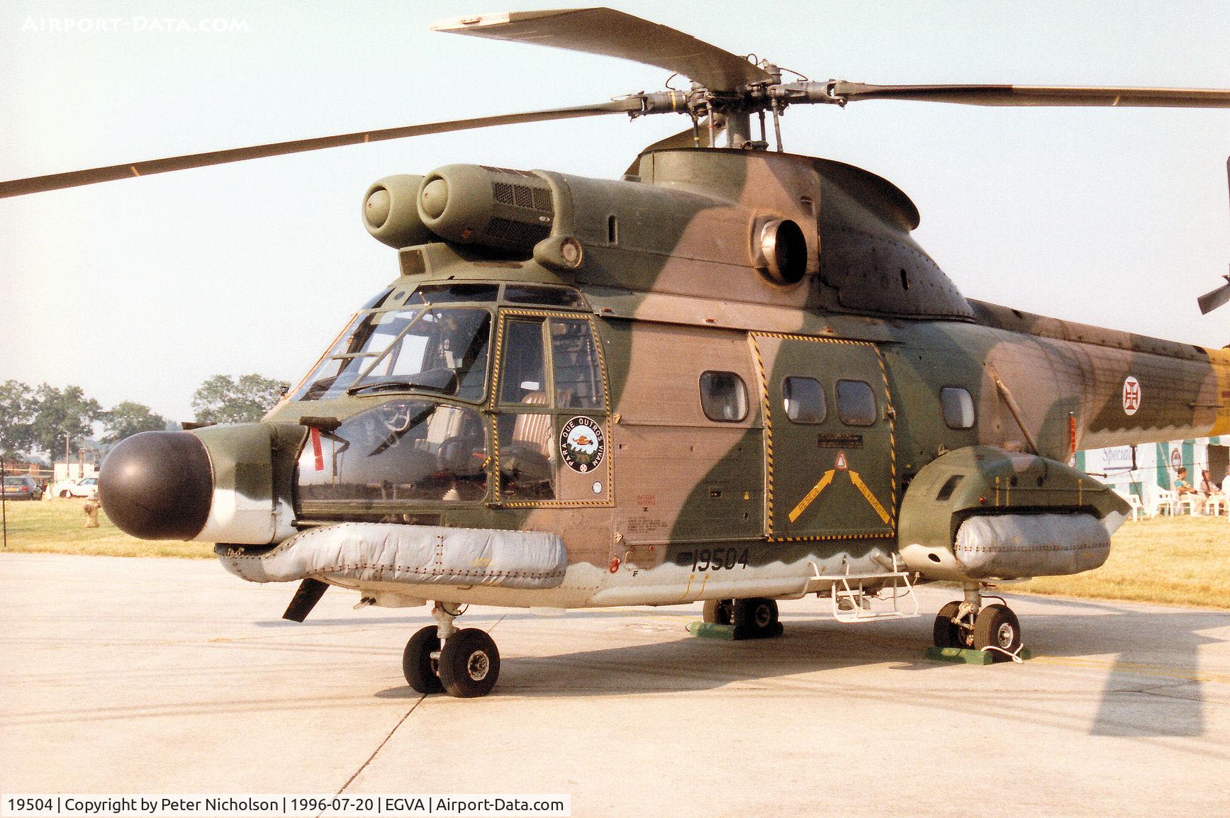 19504, Aerospatiale SA-330C Puma C/N 1009, SA-330C Puma of Esquadron 751 of the Portuguese Air Force on display at the 1996 Royal Intnl Air Tattoo at RAF Fairford.