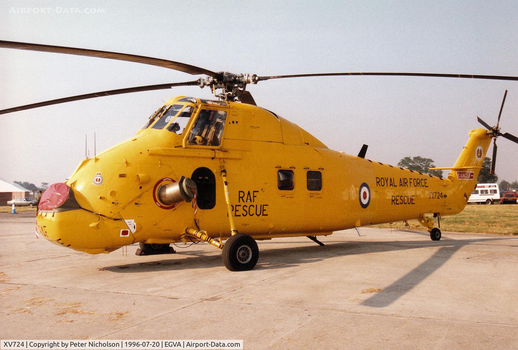 XV724, 1968 Westland Wessex HC.2 C/N WA619, Wessex HC.2 of the Search & Rescue Training Unit at RAF Valley on display at the 1996 Royal Intnl Air Tattoo at RAF Fairford.