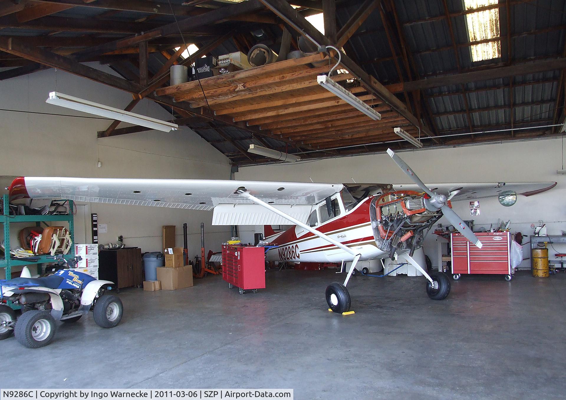 N9286C, 1955 Cessna 180 C/N 31385, Cessna 180 Skywagon at Santa Paula airport during the Aviation Museum of Santa Paula open Sunday