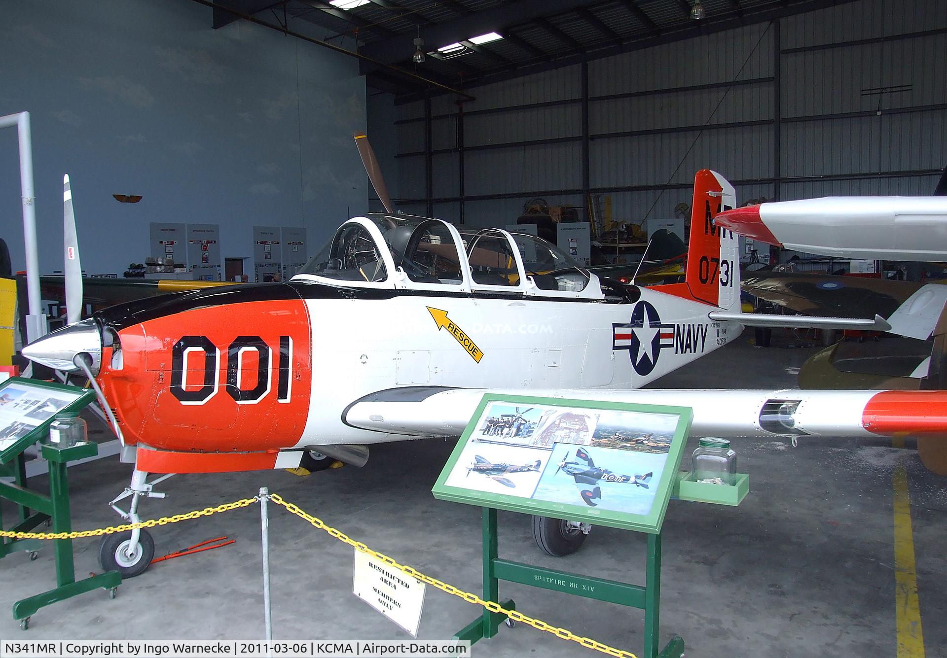 N341MR, 1955 Beech D-45 (T-34B) Mentor C/N BG-65, Beechcraft D-45 (T-34B Mentor) at the Commemorative Air Force Southern California Wing's WW II Aviation Museum, Camarillo CA