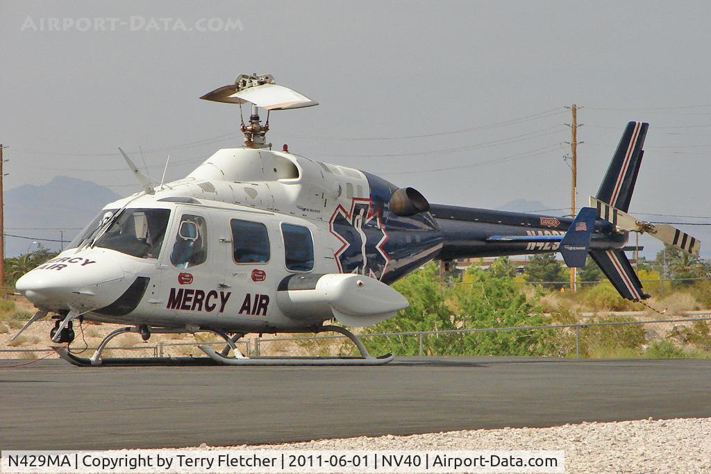 N429MA, 1984 Bell 222UT C/N 47523, 1984 Bell 222UT, c/n: 47523 of Mercy Air on the Action Helipad , just south of Henderson NV