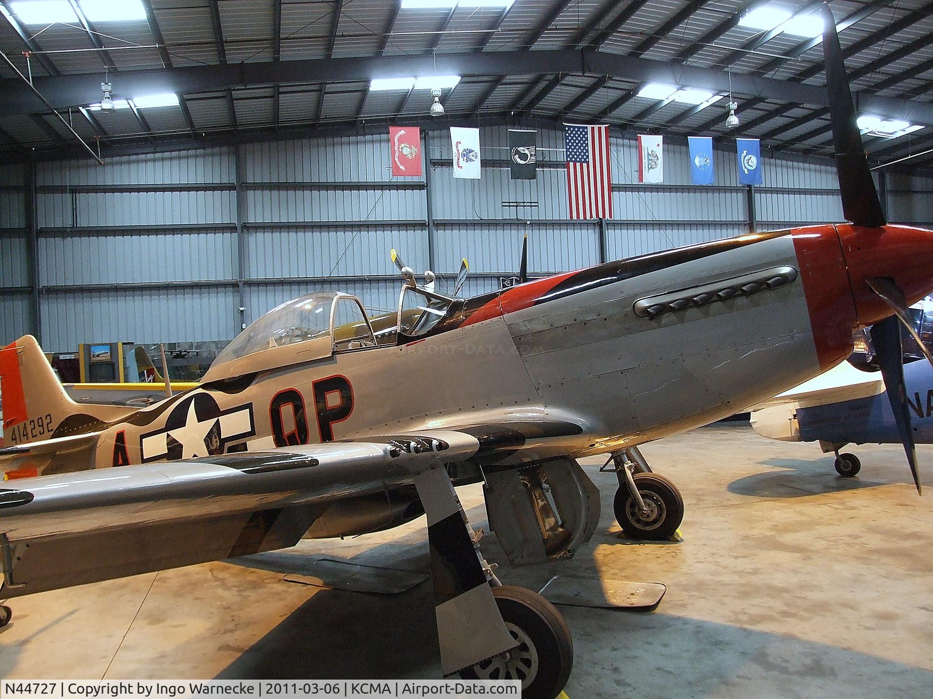 N44727, 1944 North American P-51D Mustang C/N 122-39198, North American P-51D Mustang at the Commemorative Air Force Southern California Wing's WW II Aviation Museum, Camarillo CA