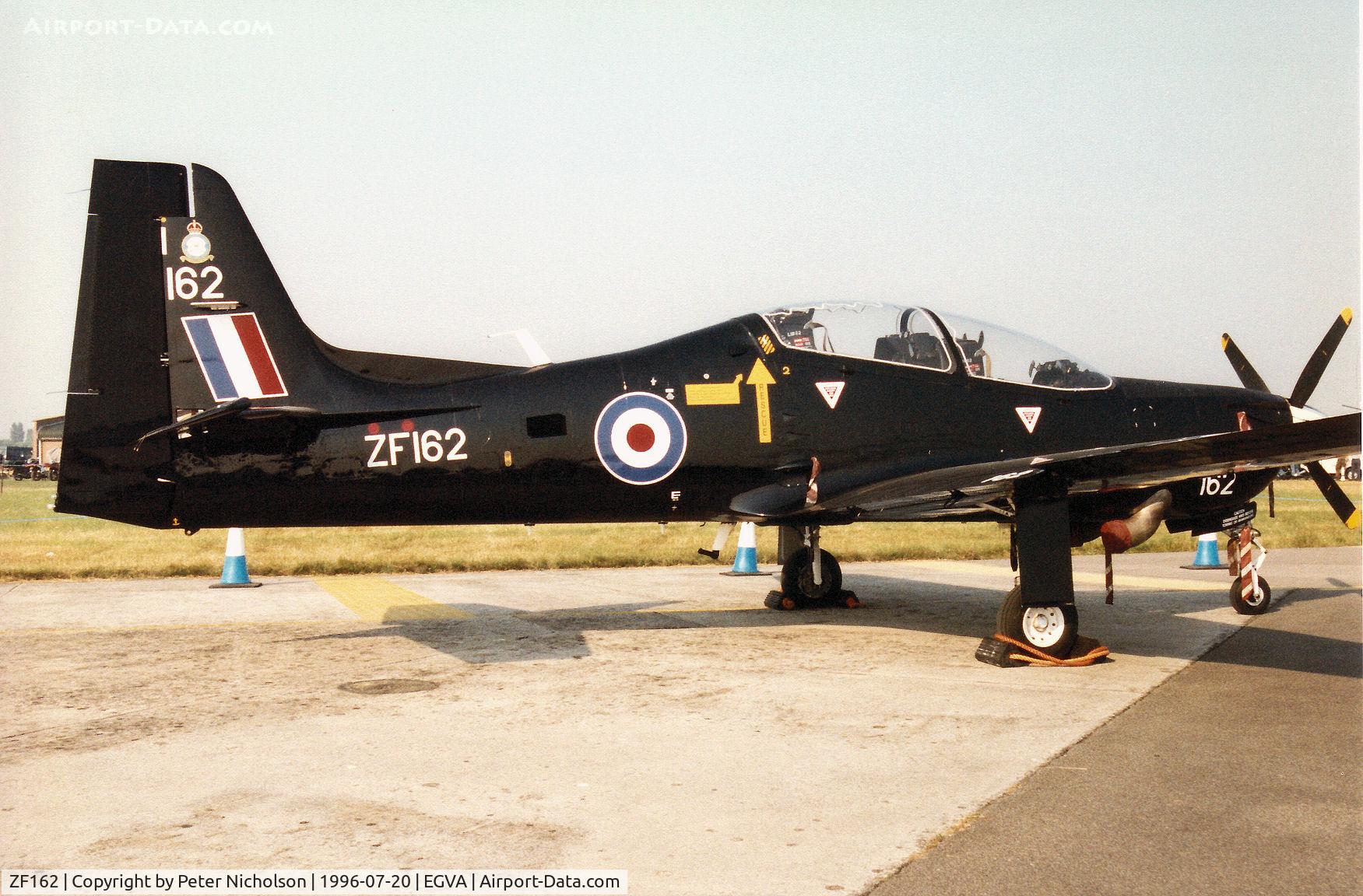 ZF162, 1989 Short S-312 Tucano T1 C/N S014/T14, Tucano T.1 of 1 Flying Training School at RAF Linton-on-Ouse on display at the 1996 Royal Intnl Air Tattoo at RAF Fairford.