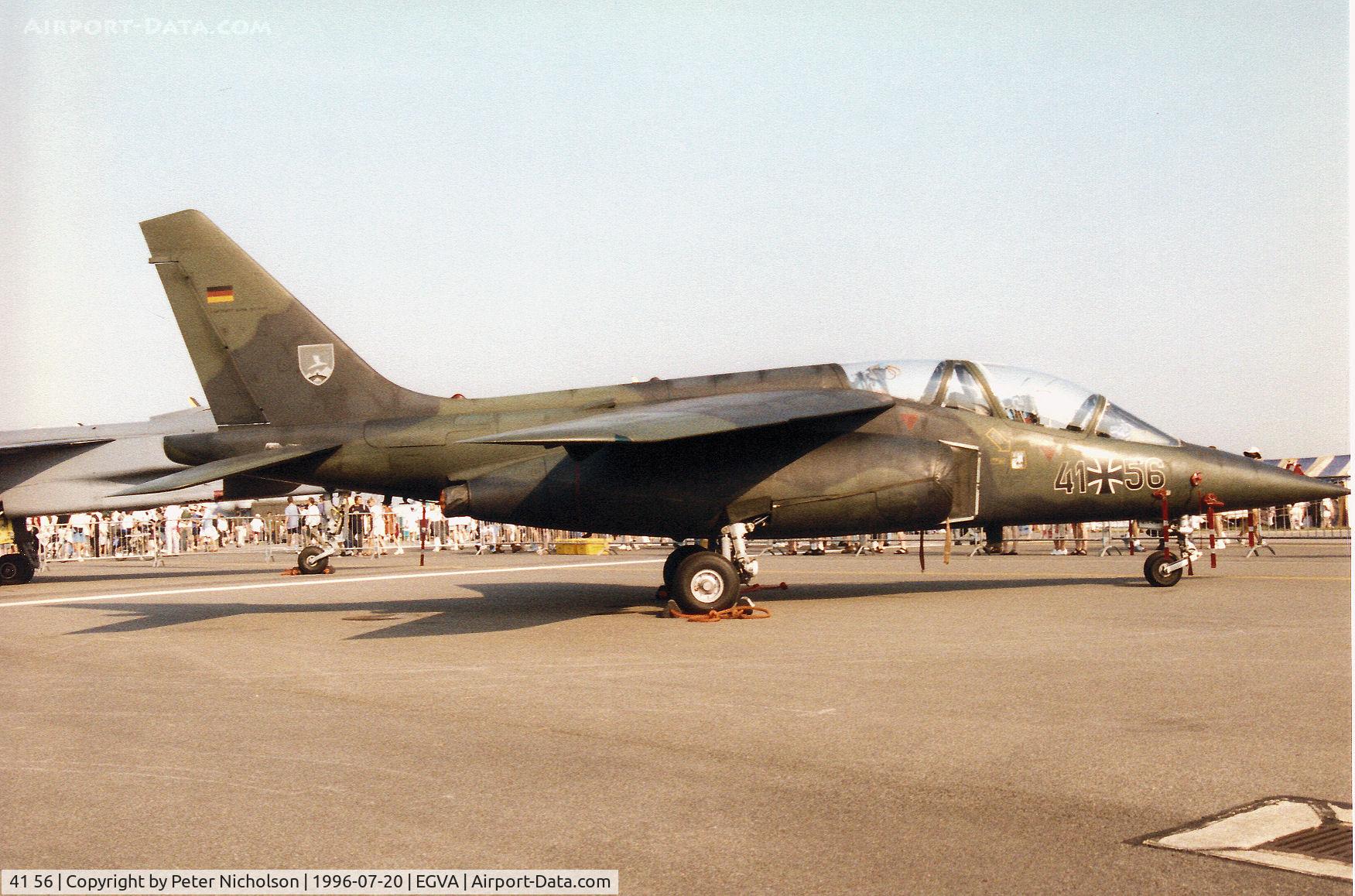 41 56, Dassault-Dornier Alpha Jet A C/N 0156, Alpha Jet A of German Air Force's JBG-49 at Furstenfeldbruck on display at the 1996 Royal Intnl Air Tattoo at RAF Fairford.