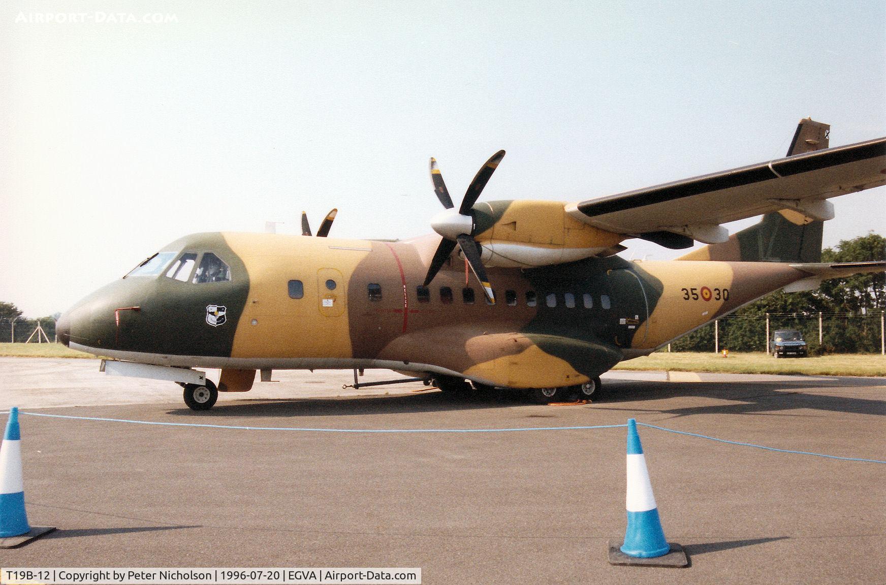T19B-12, 1991 Airtech CN-235-100M C/N C050, CN-235M of Ala 35 of the Spanish Air Force on display at the 1996 Royal Intnl Air Tattoo at RAF Fairford.