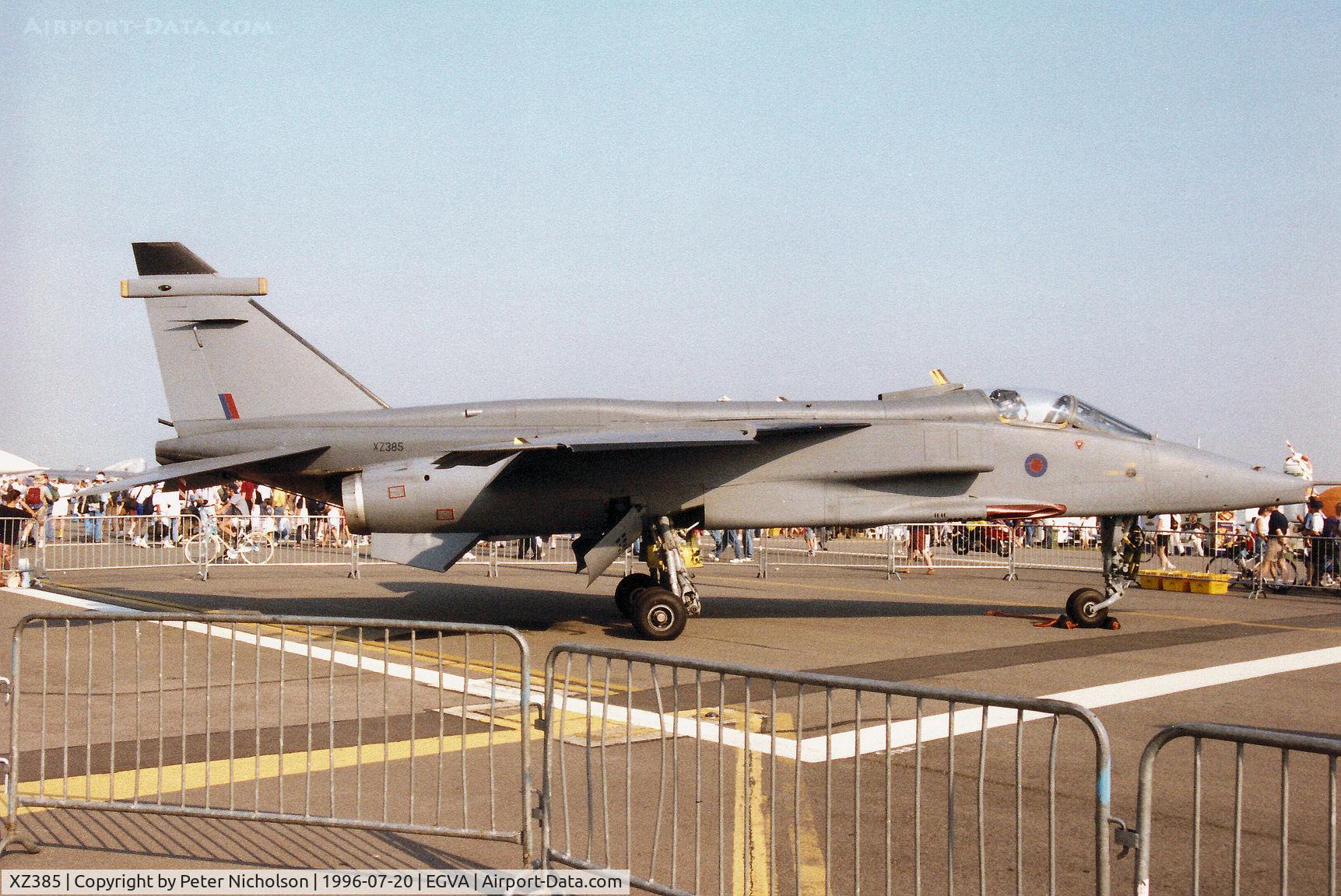 XZ385, 1977 Sepecat Jaguar GR.1A C/N S.150, Jaguar GR.1A of 6 Squadron at RAF Coltishall on display at the 1996 Royal Intnl Air Tattoo at RAF Fairford.