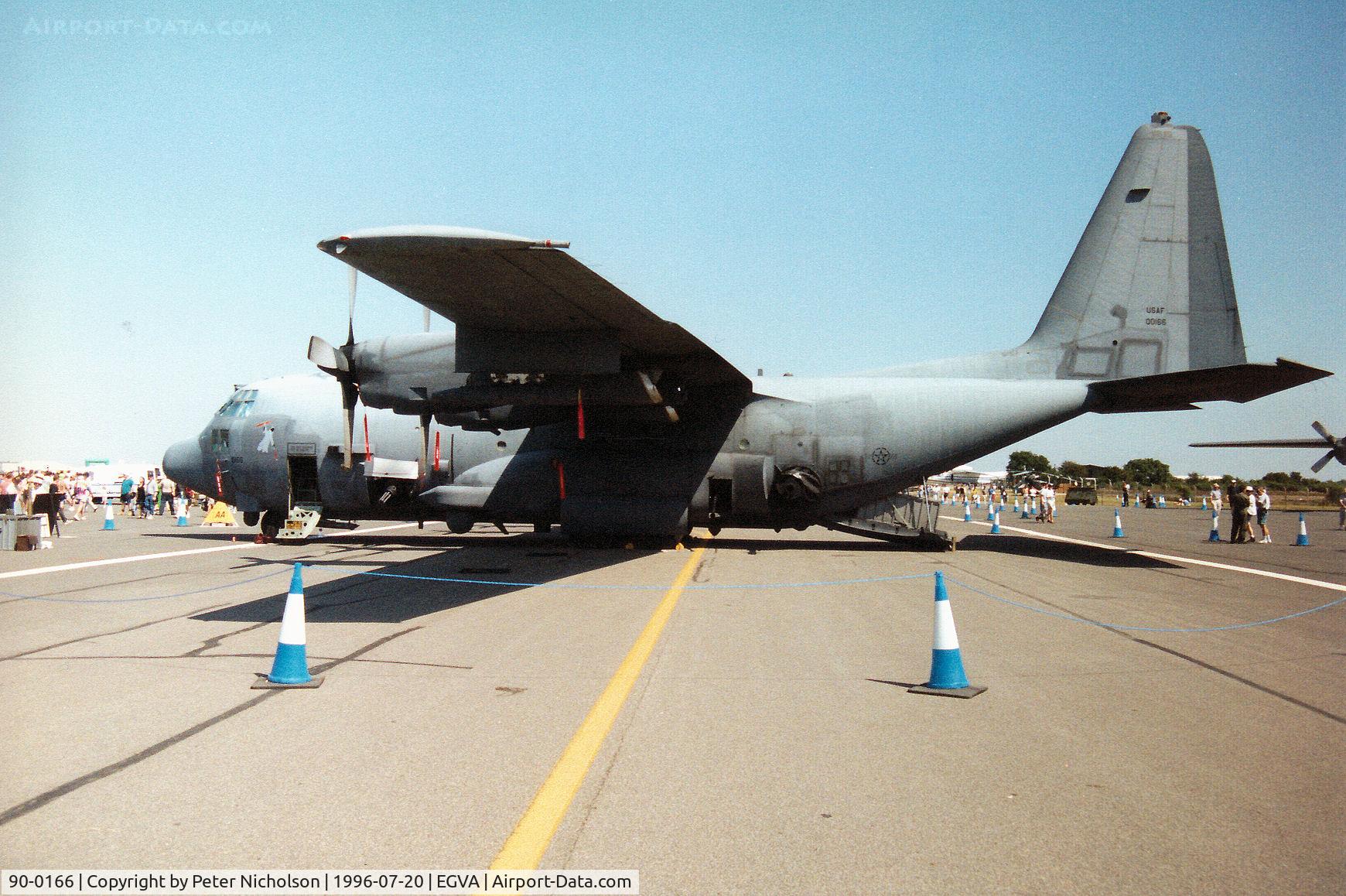 90-0166, 1990 Lockheed AC-130U Spooky II C/N 382-5261, AC-130U Hercules named Hellraiser of the 4th Special Operations Squadron on display at the 1996 Royal Intnl Air Tattoo at RAF Fairford.