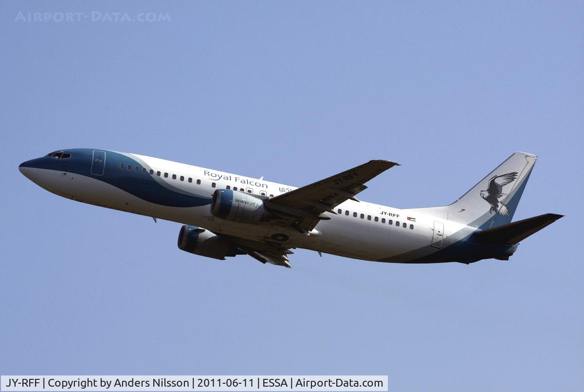 JY-RFF, 1994 Boeing 737-4K5 C/N 27831, Taking off from runway 08.