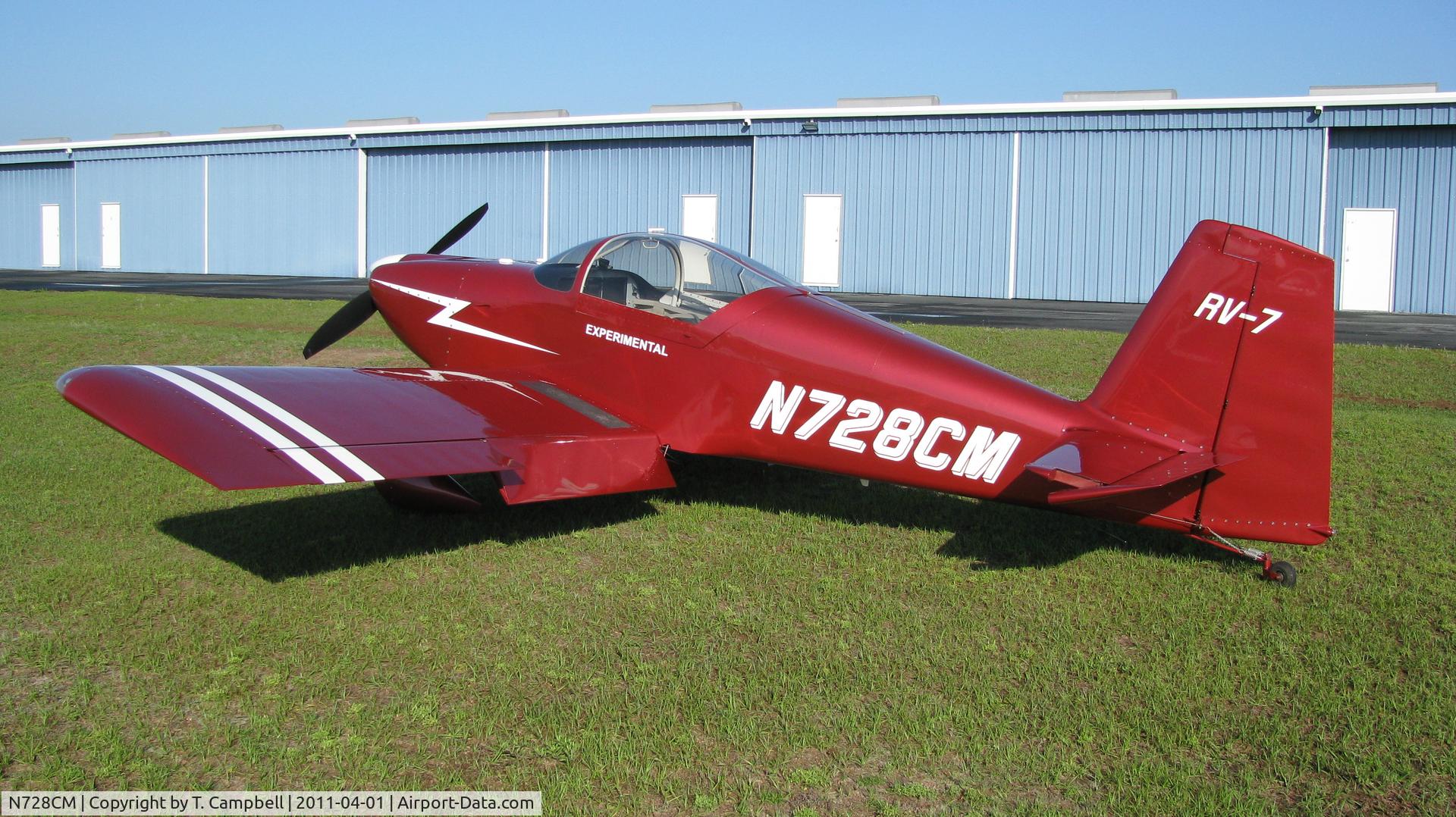 N728CM, Vans RV-7 C/N 72724, Zepherhills Airport, Florida