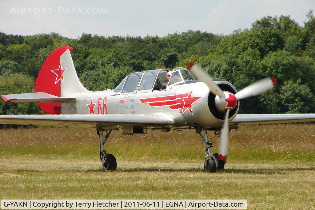 G-YAKN, 1985 Bacau Yak-52 C/N 855905, Yak 52 - Red 66 -One of the aircraft at the 2011 Merlin Pageant held at Hucknall Airfield