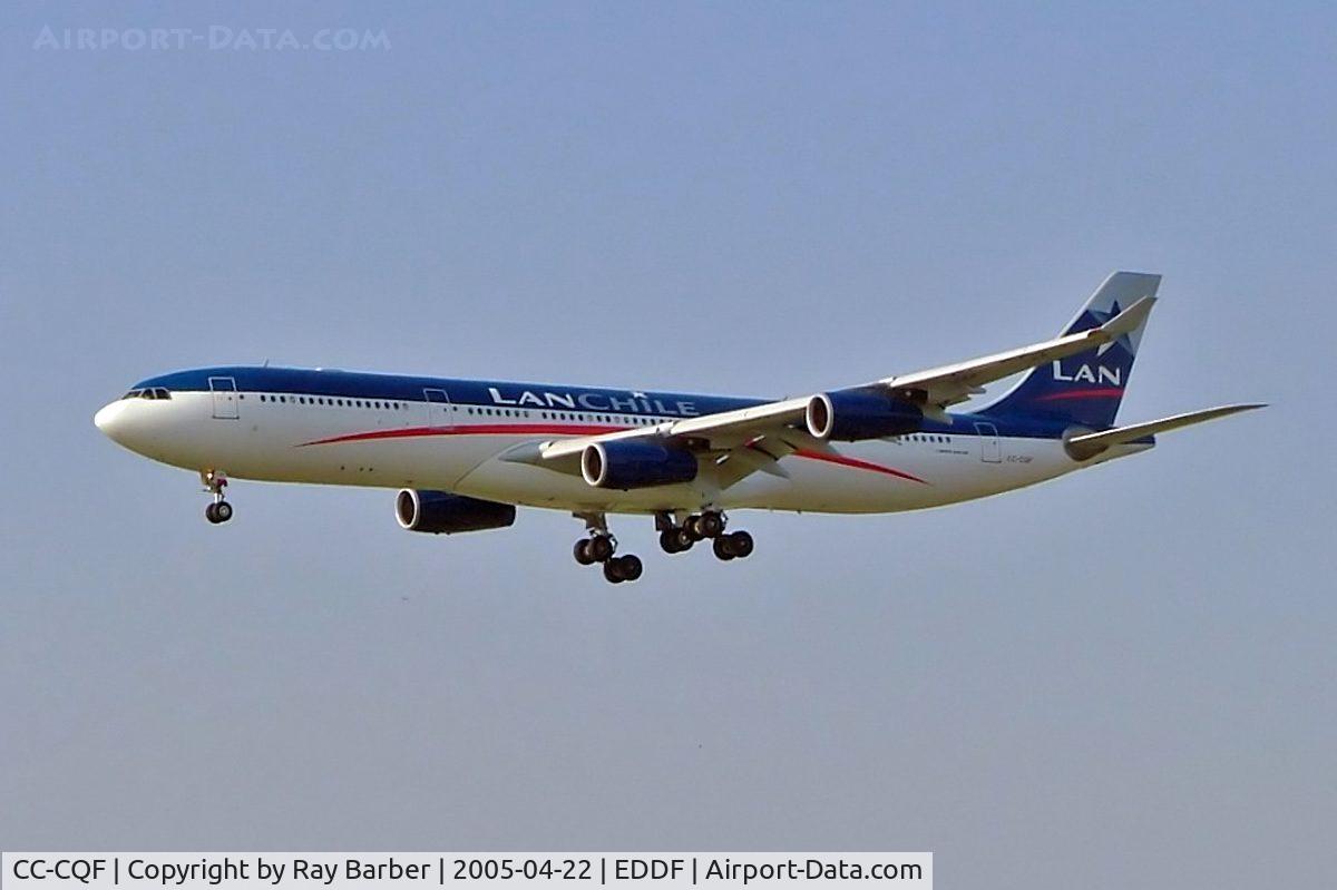 CC-CQF, 2001 Airbus A340-313X C/N 442, Airbus A340-313X [442] (Lan Chile) Frankfurt~D 22/04/2005