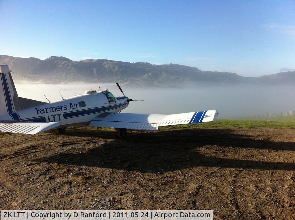 ZK-LTT, 2001 Pacific Aerospace Cresco 08-600 C/N 011, Waiting for fog to clear from an airstrip near Tarawera, Napier-Taupo road.