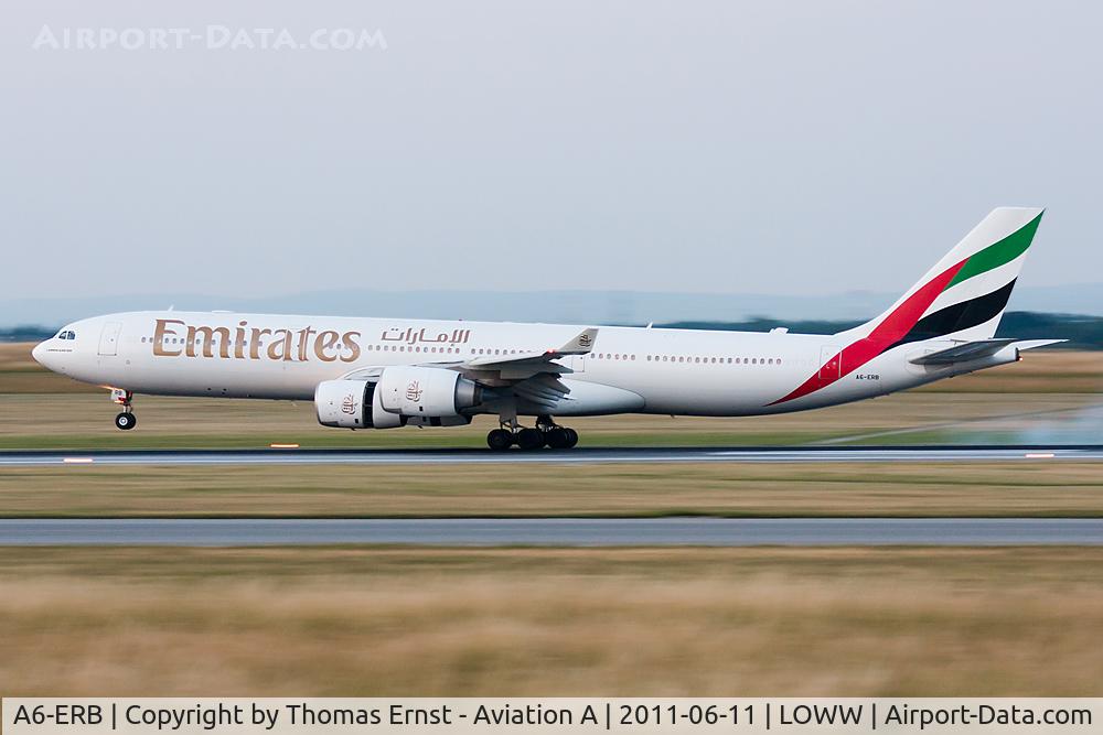 A6-ERB, 2003 Airbus A340-541 C/N 471, touchdown rwy34 local time 21:09