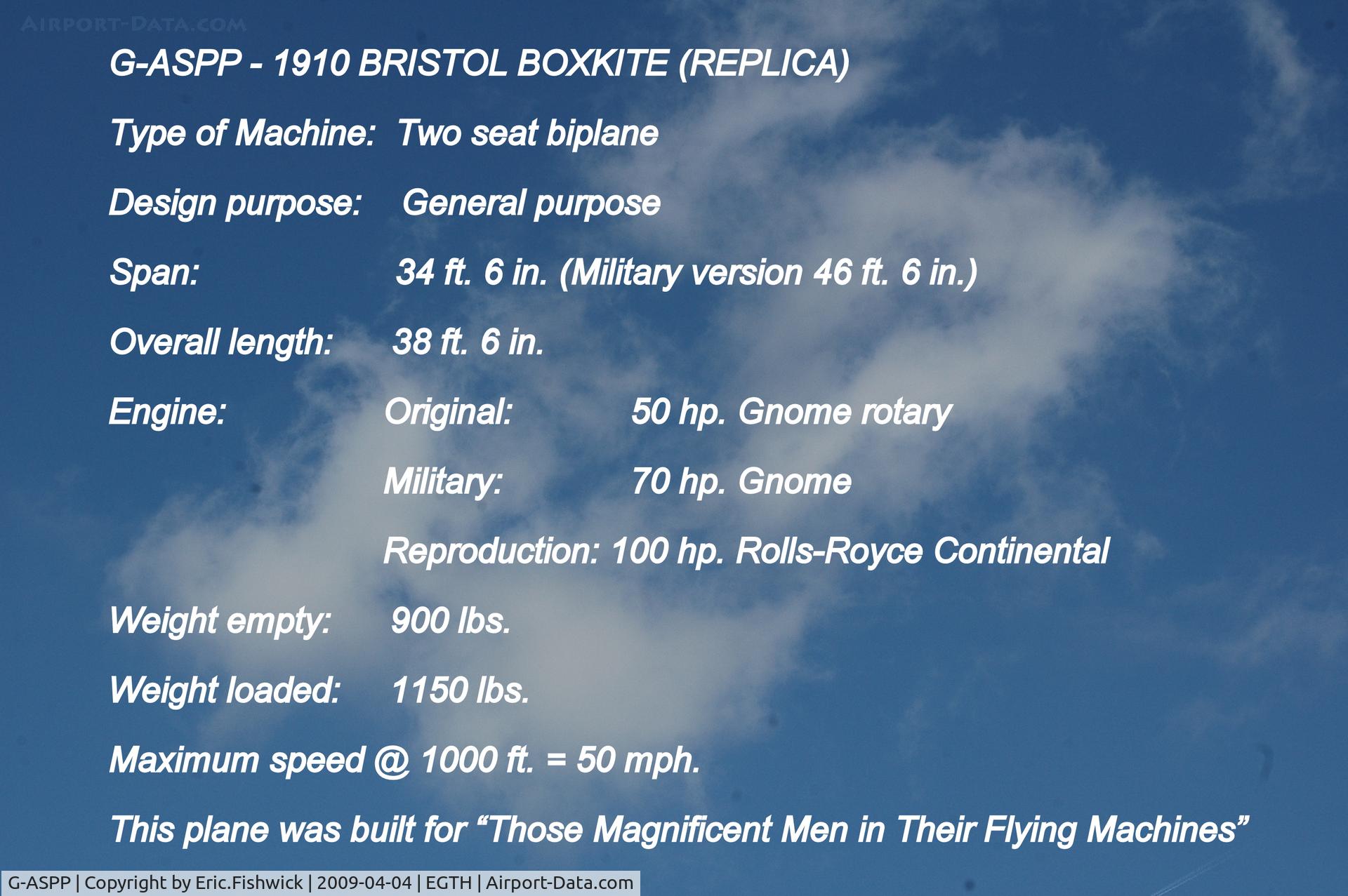 G-ASPP, 1964 Bristol Boxkite Replica C/N BM.7279, DESCRIPTION