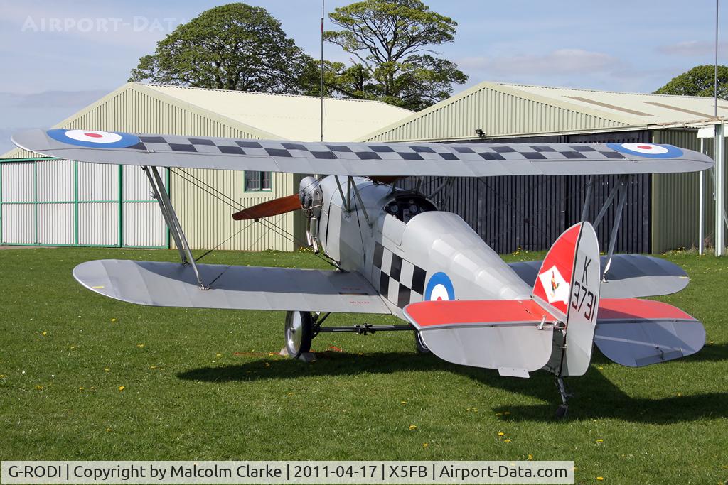 G-RODI, 1986 Isaacs Fury II C/N PFA 011-10130, Isaacs Fury II at Fishburn Airfield, UK in April 2011.