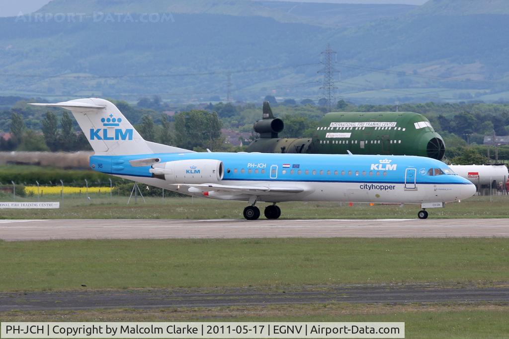 PH-JCH, 1994 Fokker 70 (F-28-0070) C/N 11528, Fokker 70 lands at Durham Tees Valley Airport in May 2011.