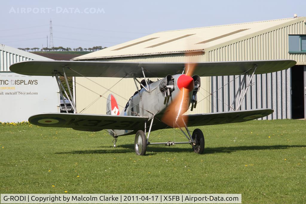 G-RODI, 1986 Isaacs Fury II C/N PFA 011-10130, Isaacs Fury II at Fishburn Airfield, UK in April 2011.