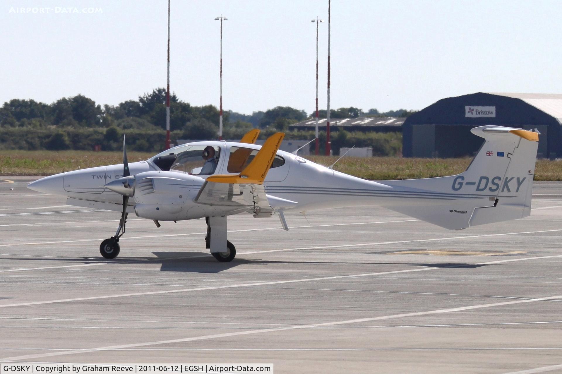G-DSKY, 2005 Diamond DA-42 Twin Star C/N 42.084, About to depart.