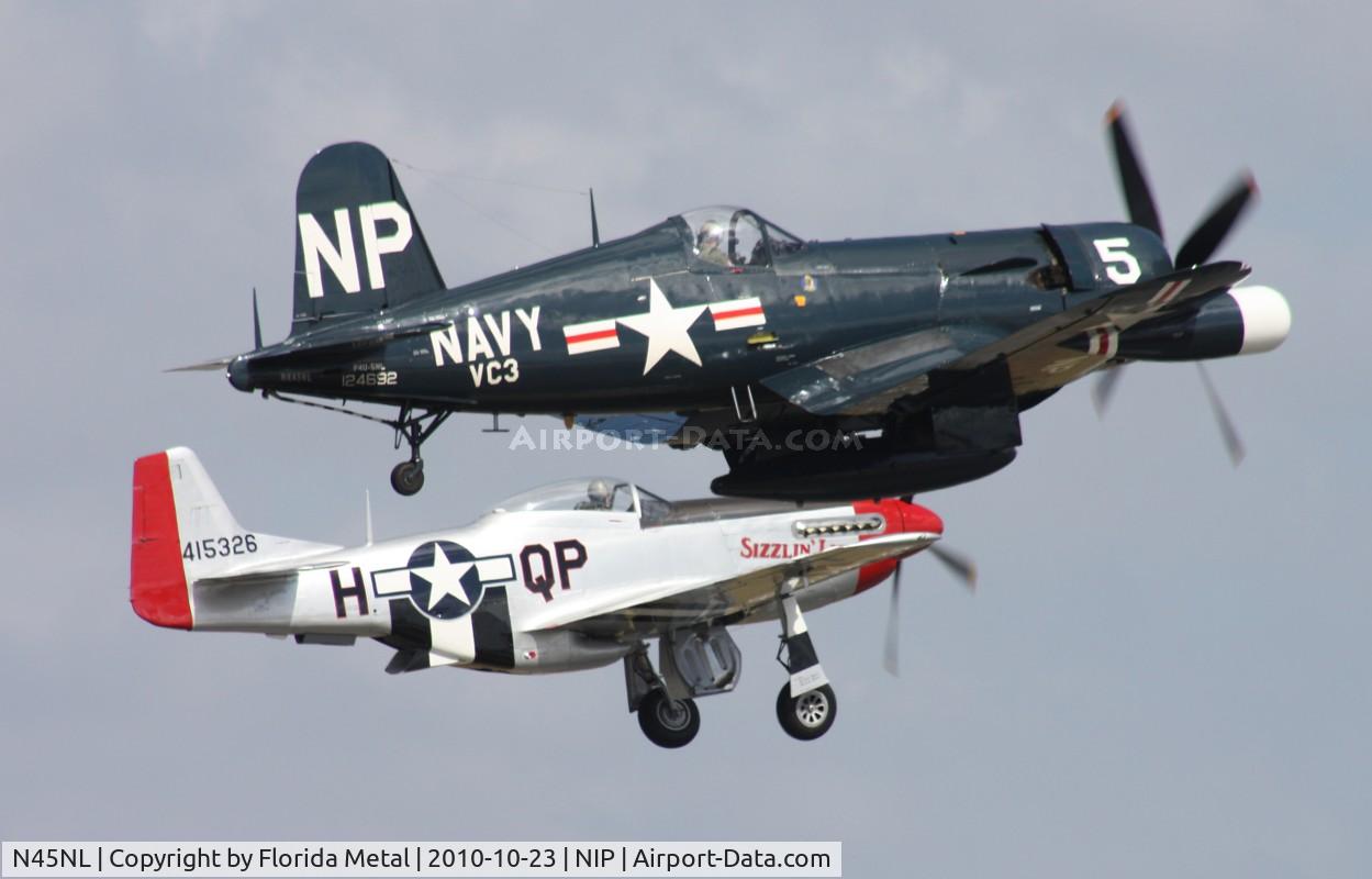 N45NL, 1951 Vought F4U-5NL Corsair C/N 124692, F-4U and P-51 take off