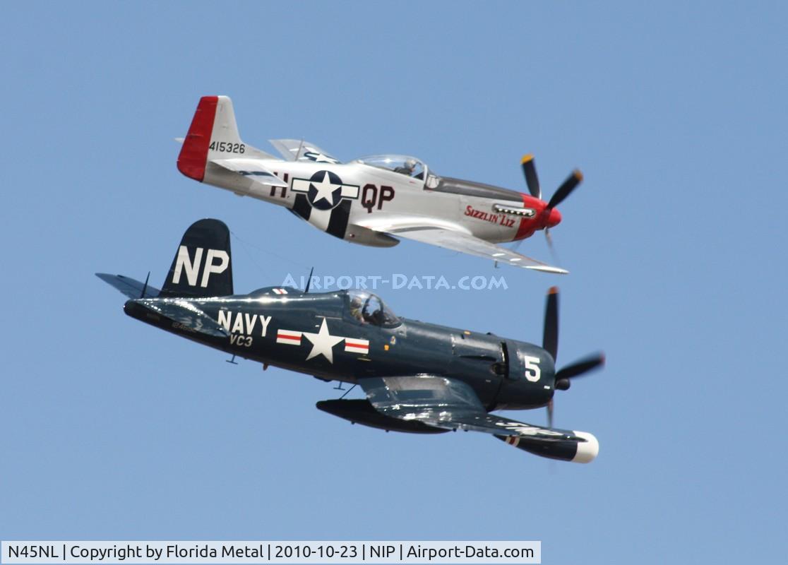 N45NL, 1951 Vought F4U-5NL Corsair C/N 124692, F4U and P-51 formation