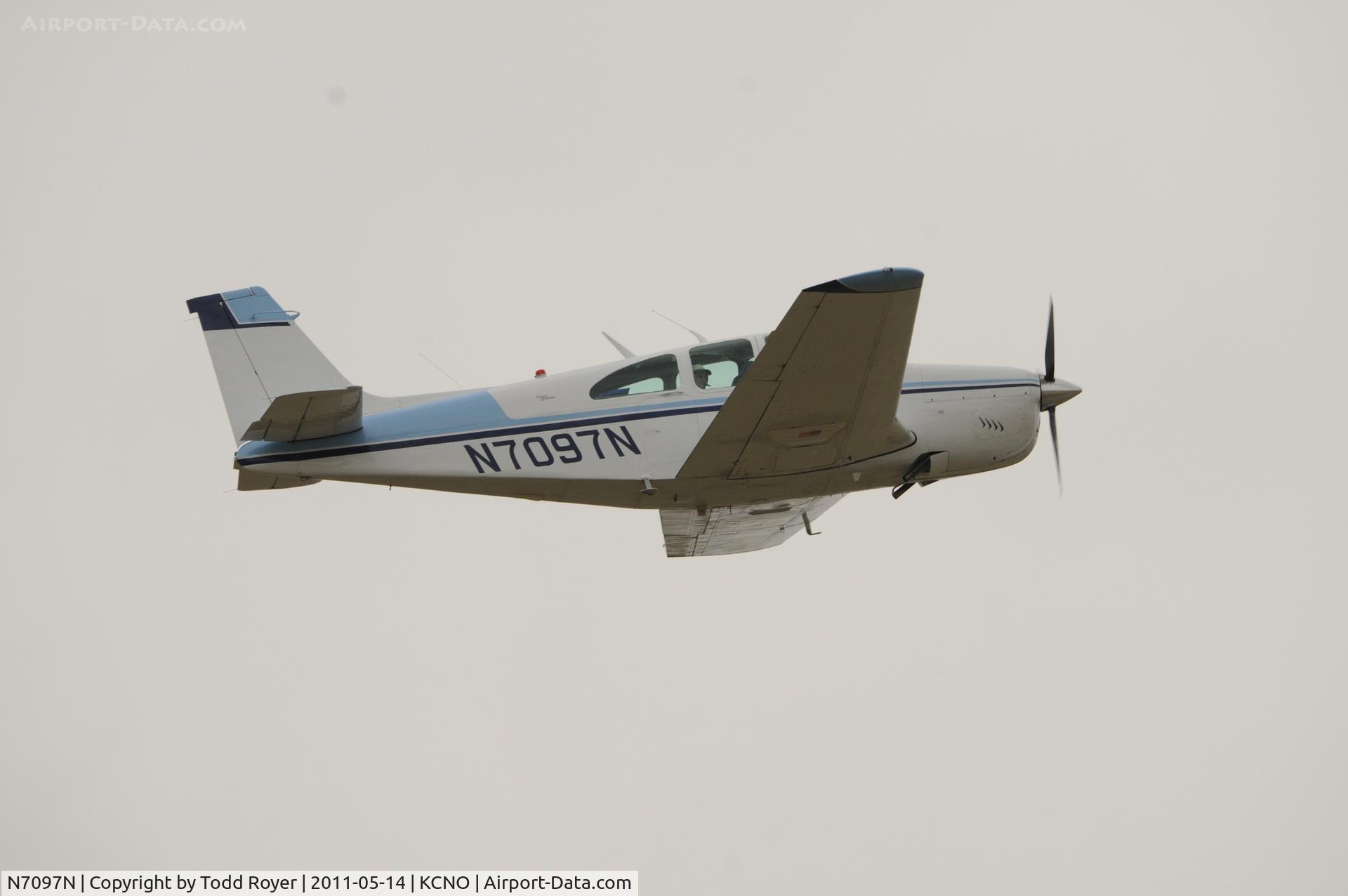 N7097N, 1967 Beech E33A Bonanza C/N CE-193, Departing Chino
