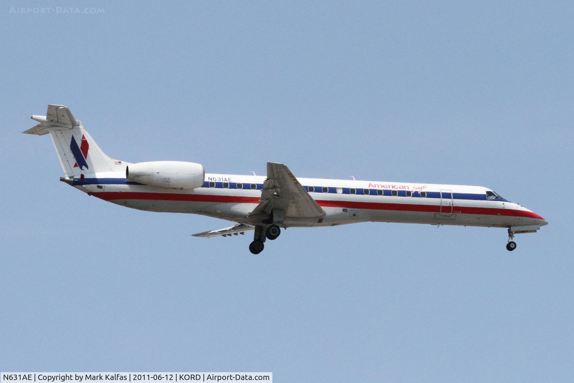 N631AE, 1999 Embraer ERJ-145LR (EMB-145LR) C/N 145139, American Eagle Embraer EMB-145LR, EGF3993 arriving from KOMA, RWY 10 approach KORD.