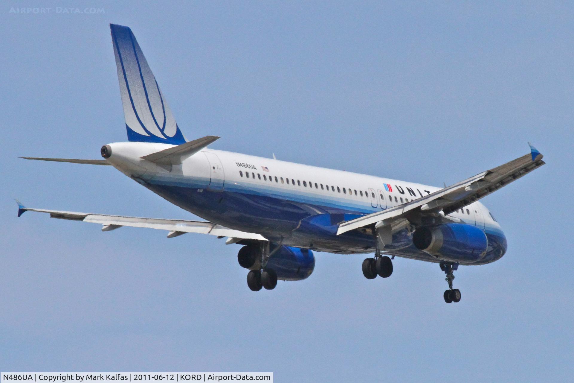 N486UA, 2001 Airbus A320-232 C/N 1620, United Airlines Airbus A320-232, UAL690 arriving from KSFO, RWY 10 approach KORD.