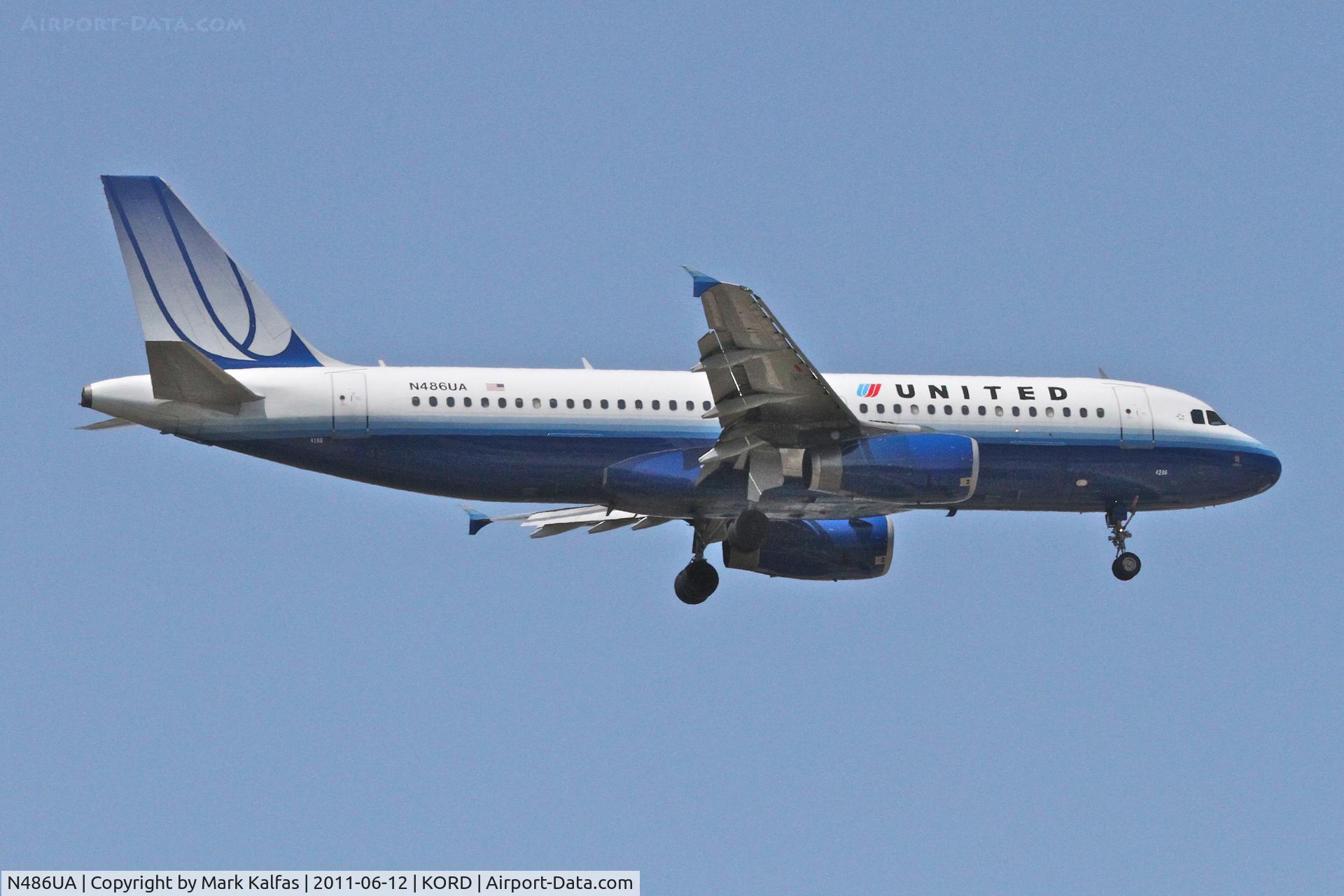 N486UA, 2001 Airbus A320-232 C/N 1620, United Airlines Airbus A320-232, UAL690 arriving from KSFO, RWY 10 approach KORD.