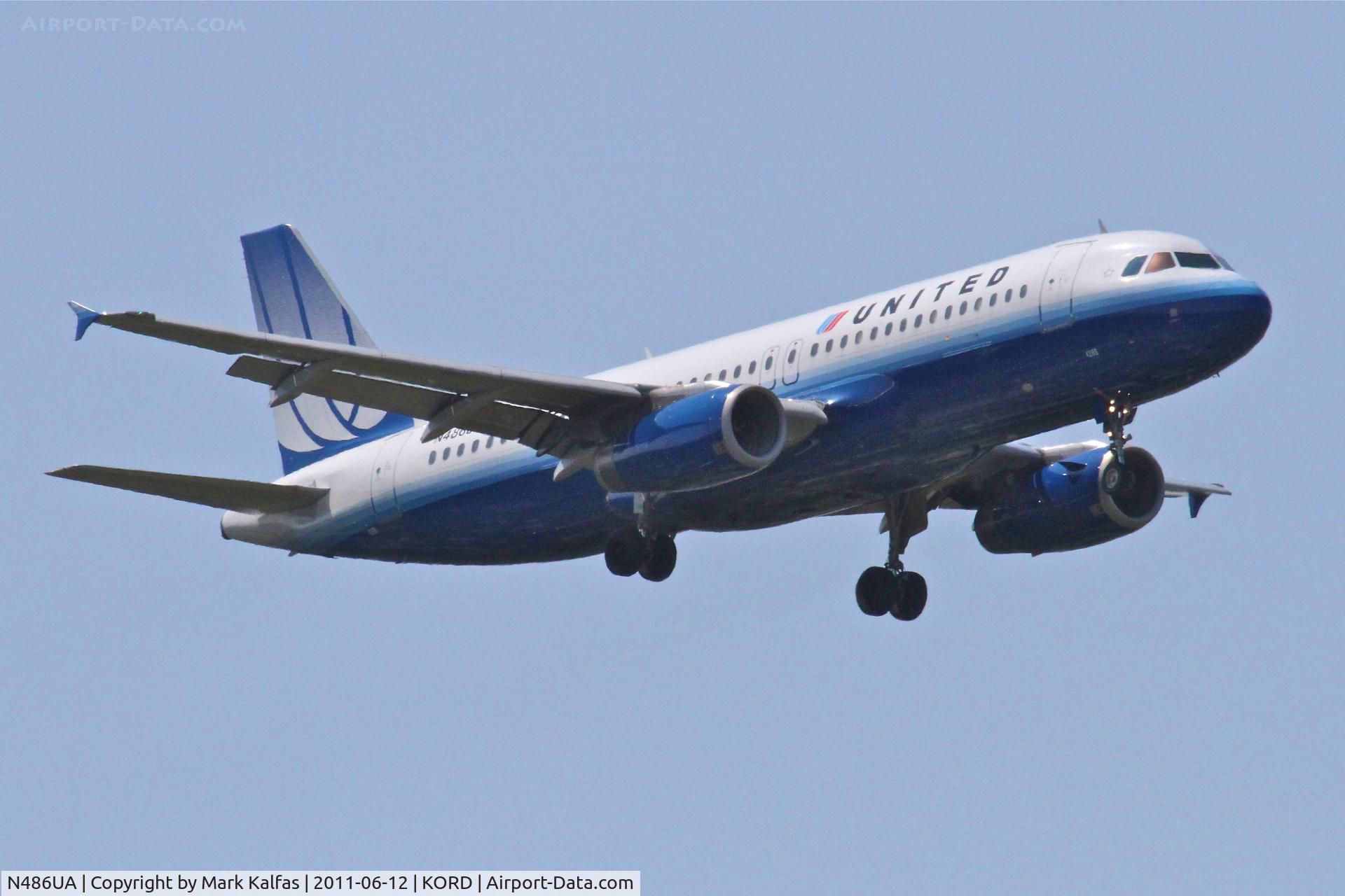 N486UA, 2001 Airbus A320-232 C/N 1620, United Airlines Airbus A320-232, UAL690 arriving from KSFO, RWY 10 approach KORD.