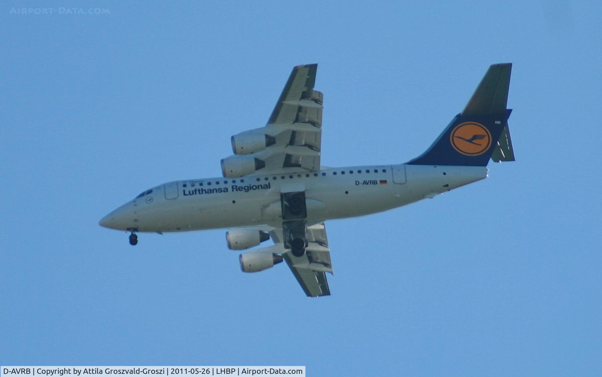 D-AVRB, 1994 British Aerospace Avro 146-RJ85 C/N E.2253, Getting off direction Budapest Liszt Ferenc onto an International Airport, in Üllö city airspace.