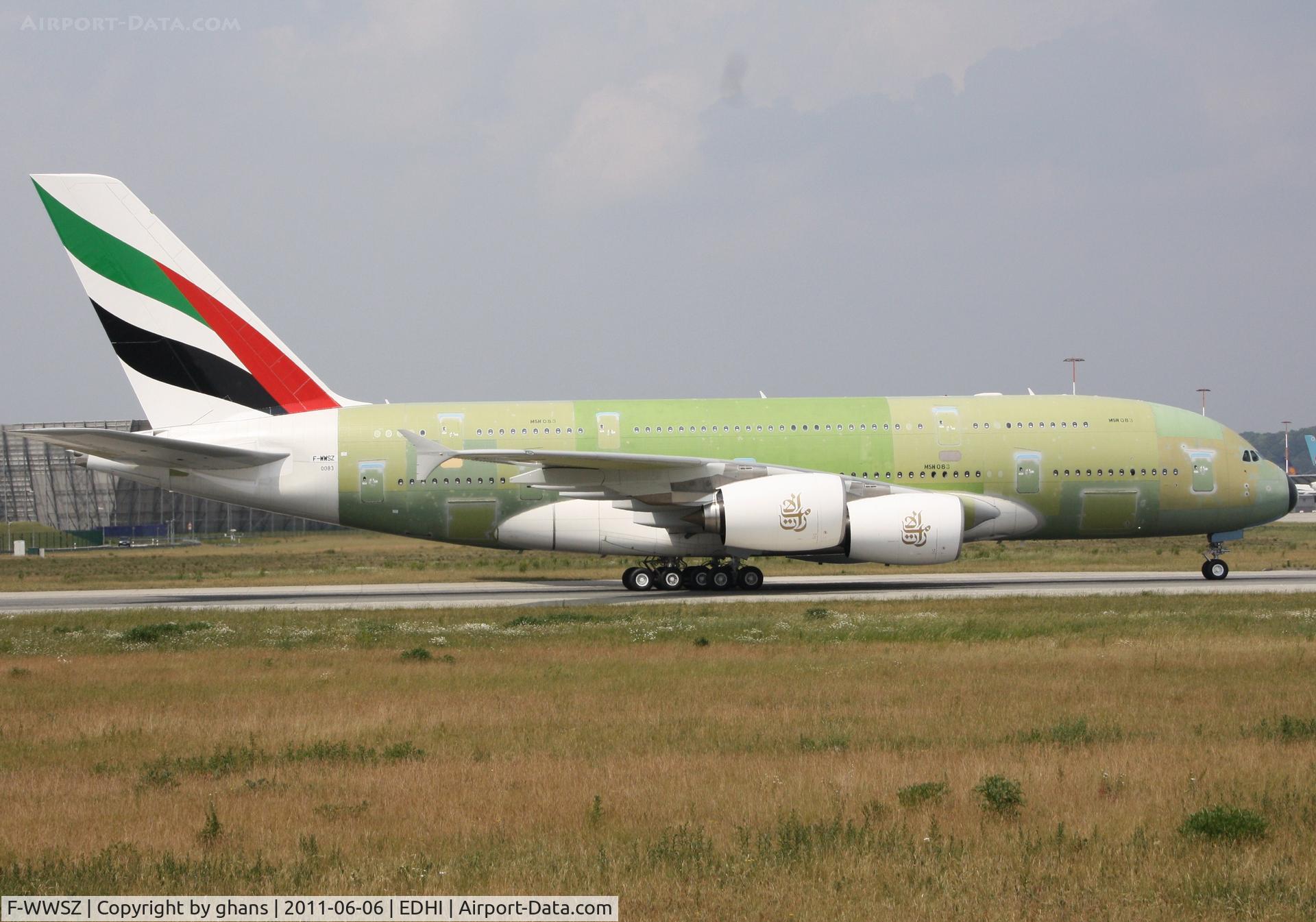 F-WWSZ, 2011 Airbus A380-861 C/N 083, For Emirates A6-EDR