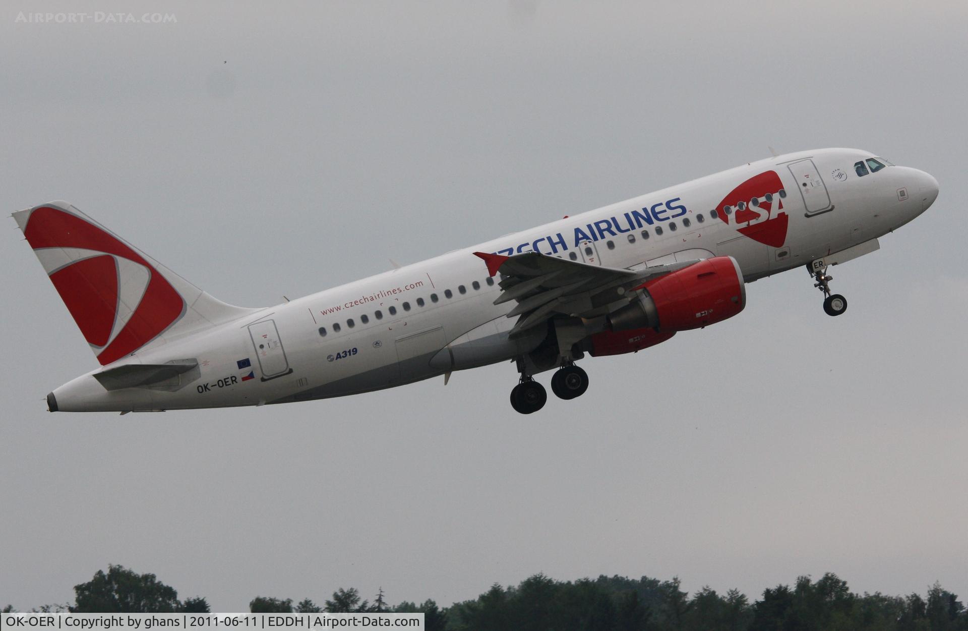 OK-OER, 2009 Airbus A319-112 C/N 3892, departing to Praque