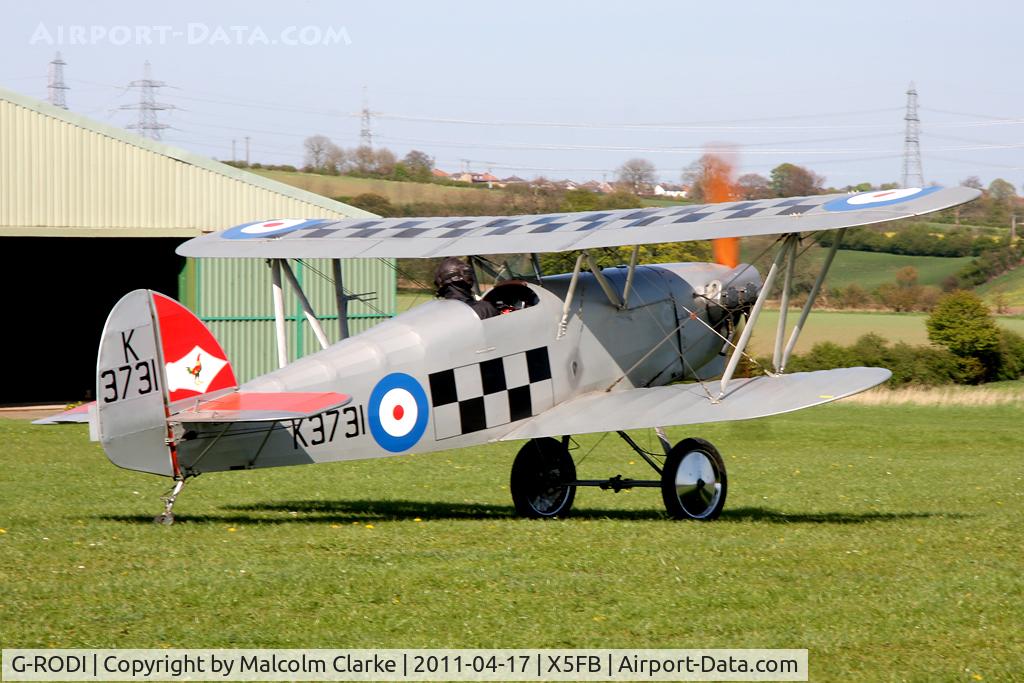 G-RODI, 1986 Isaacs Fury II C/N PFA 011-10130, Isaacs Fury II at Fishburn Airfield, UK in April 2011.